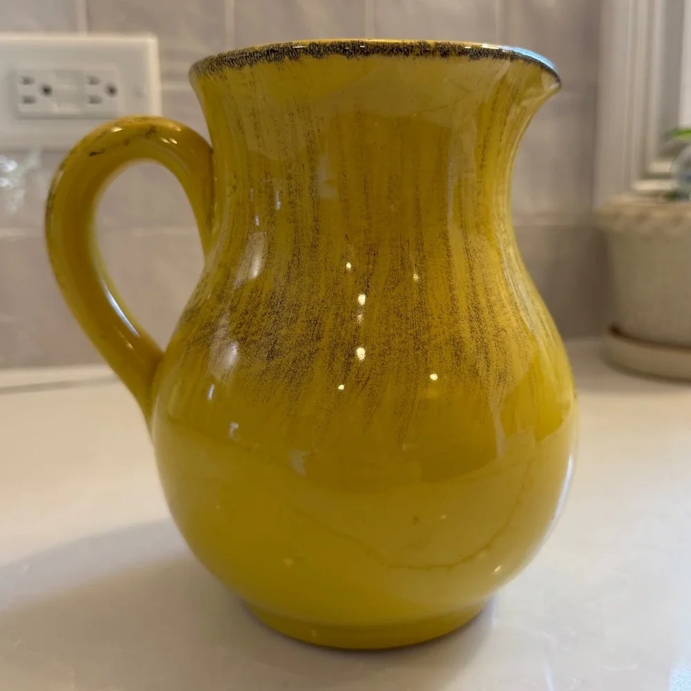 Vintage De Silva Terre d'Umbria Italian Yellow Terra Cotta Pitcher Made in Italy
